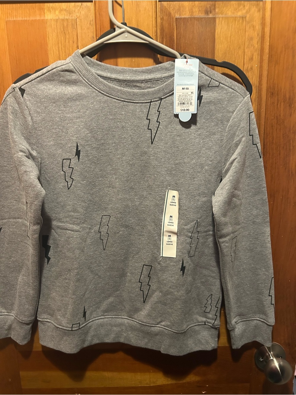 Boy’s Gray Lightning-Print Sweatshirt